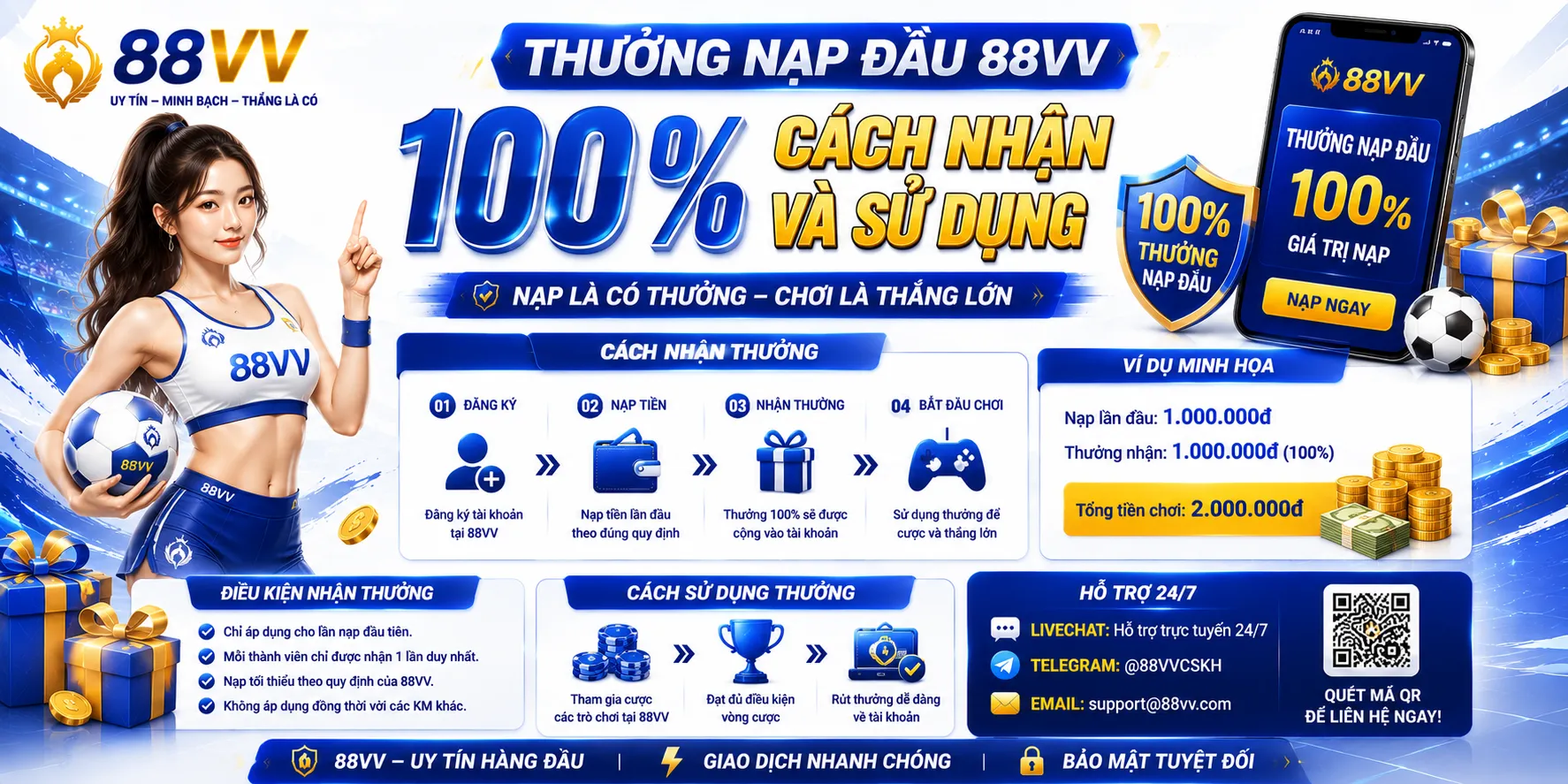 Thưởng Nạp Đầu 88VV 100%
